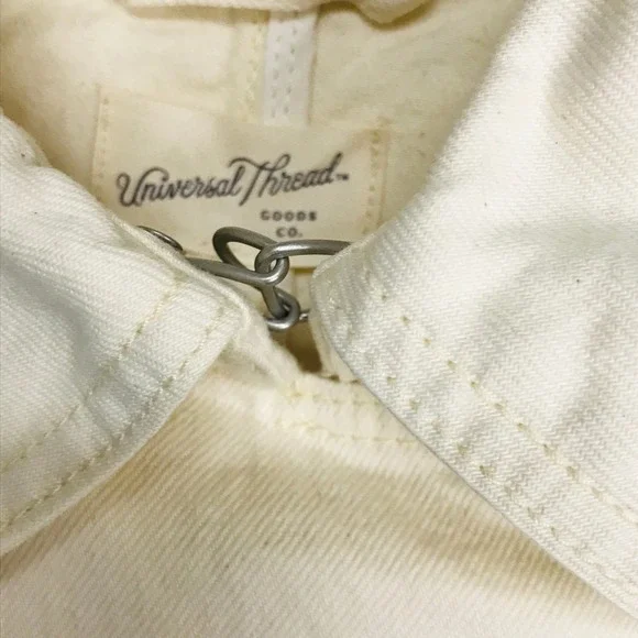 Universal Thread Womens Small Ecru Cropped Moto Jacket Cotton Lyocell W9P38Y NWT - Picture 6 of 13